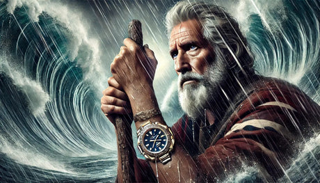 A portrait of moses with a wrist watch