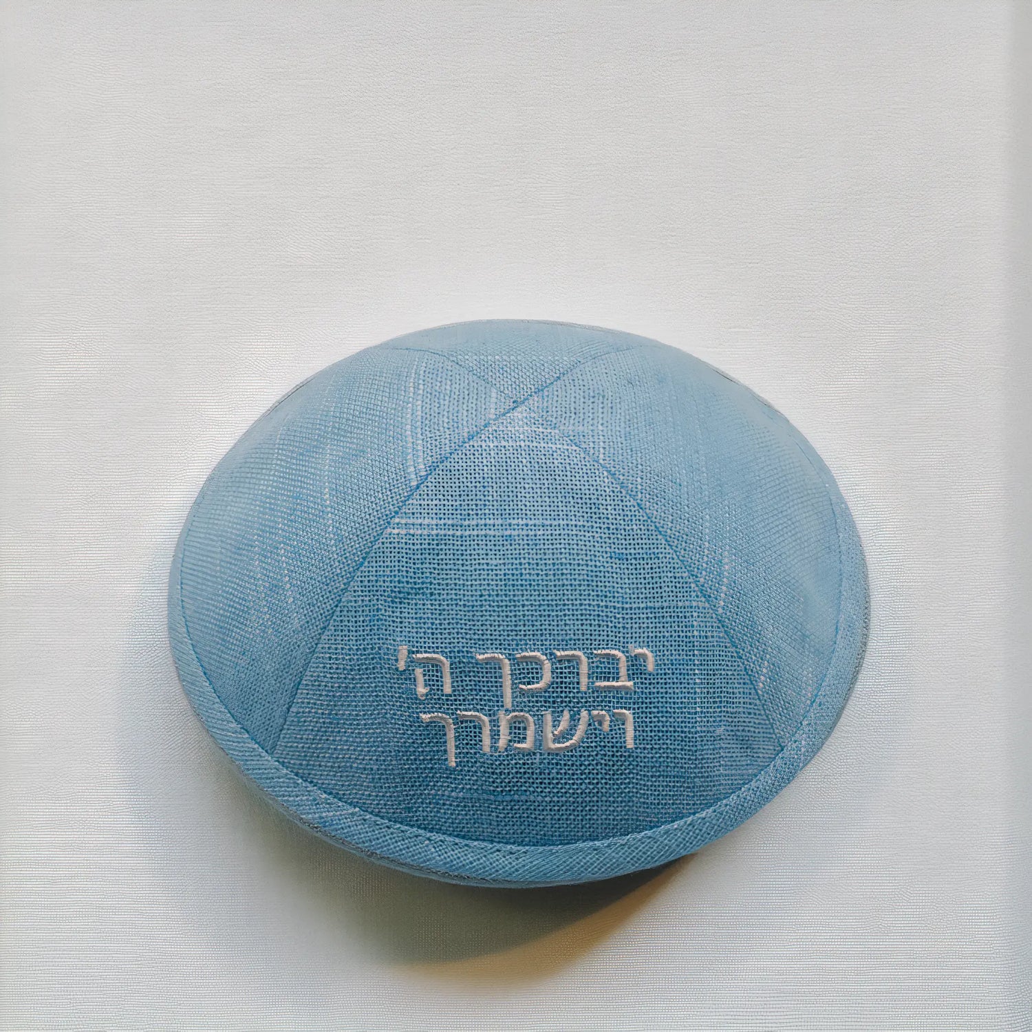 Blue Linen Kippah – “May the Lord Bless You and Keep You” The Israel Store