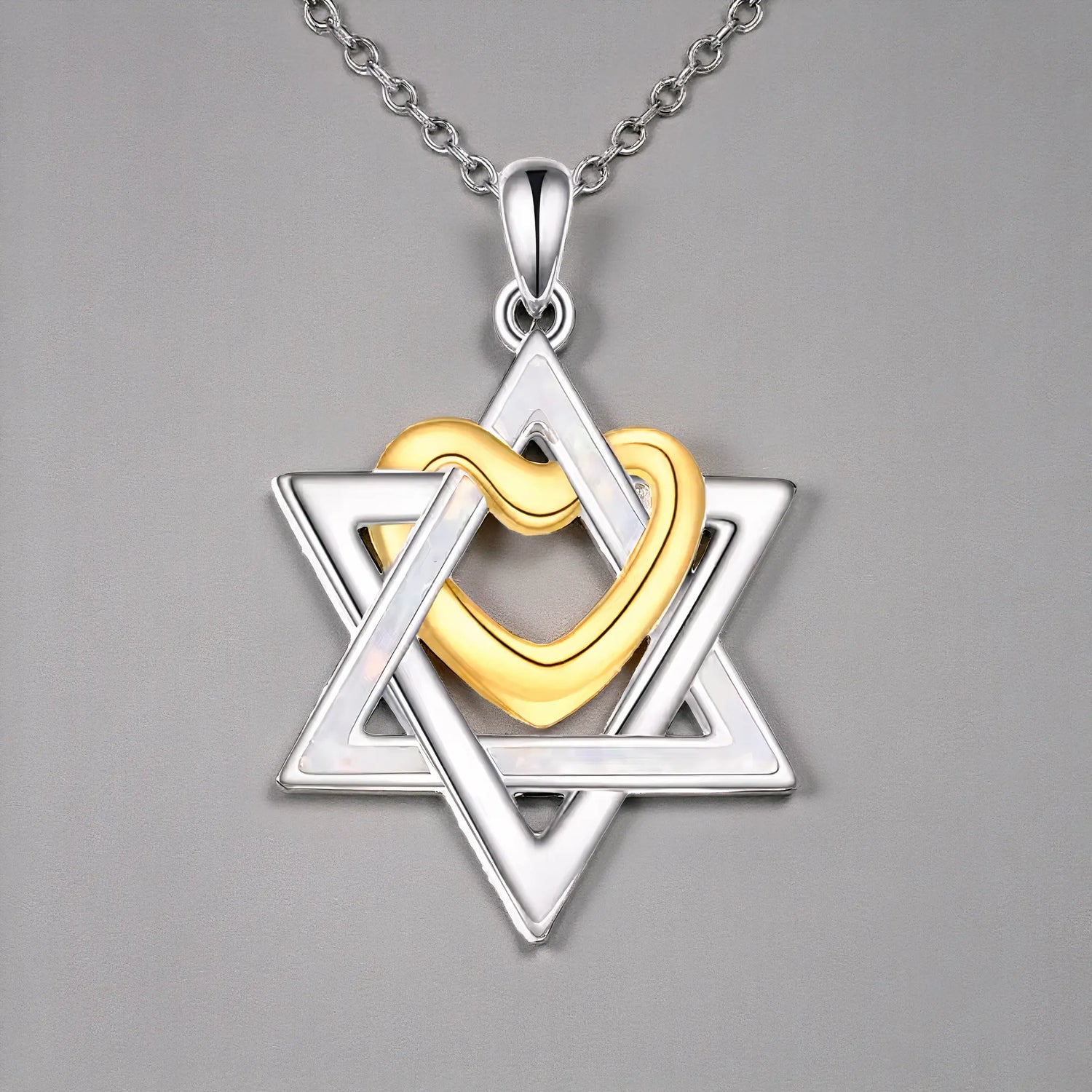 Sterling Silver Star of David & Heart Necklace The Israel Store