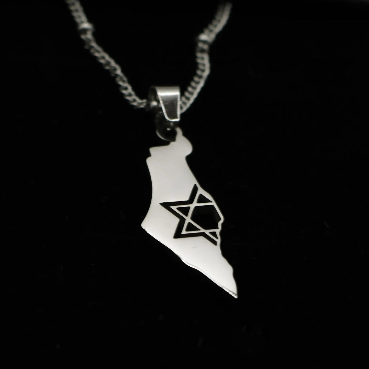 Elegant Israel Map Pendant Necklace – Silver-Plated Stainless Steel The Israel Store