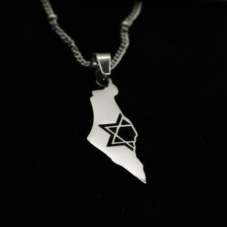Elegant Israel Map Pendant Necklace – Silver-Plated Stainless Steel The Israel Store