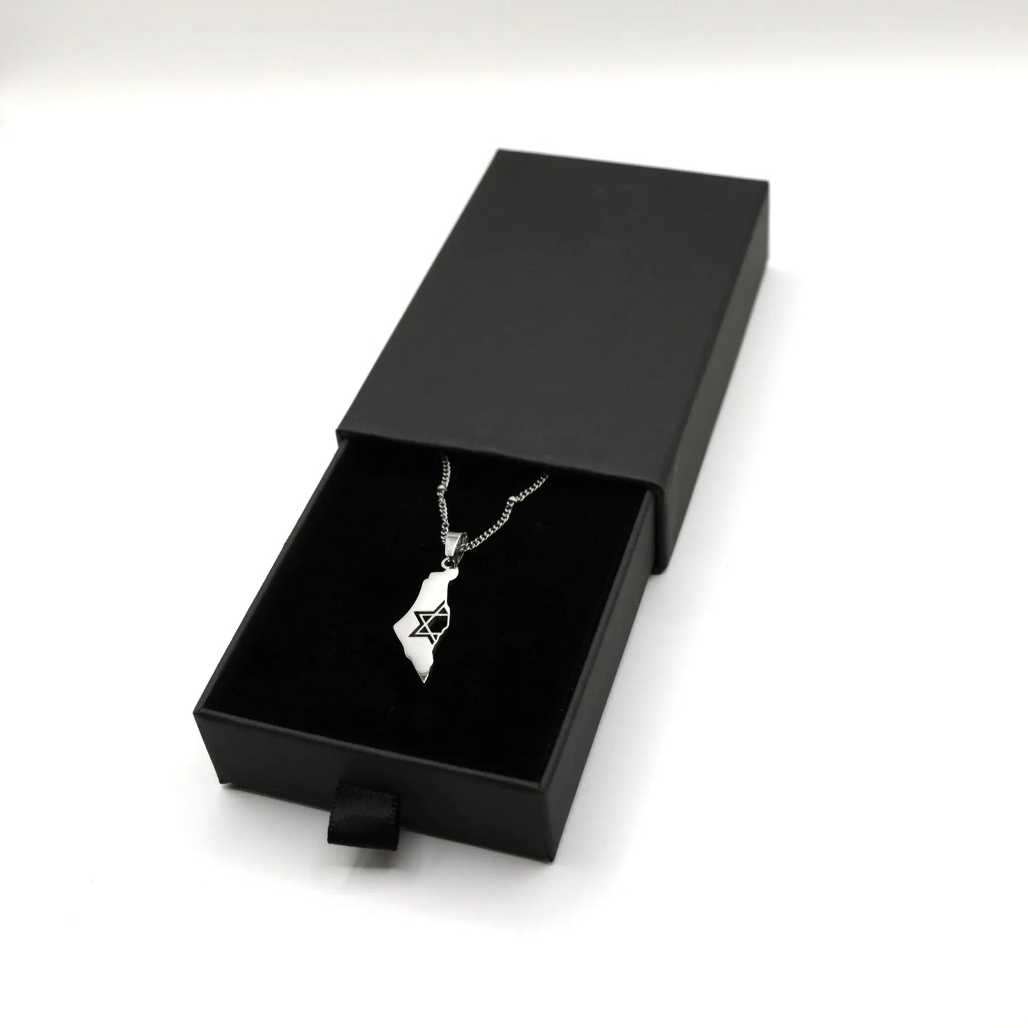 Elegant Israel Map Pendant Necklace – Silver-Plated Stainless Steel The Israel Store