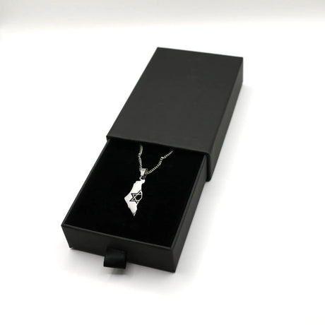 Elegant Israel Map Pendant Necklace – Silver-Plated Stainless Steel The Israel Store