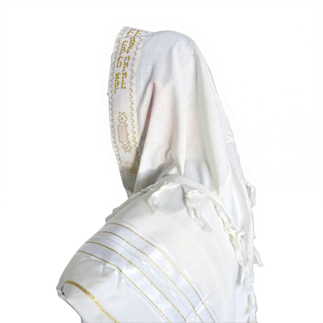 Premium 100% Wool Prayer Shawl Tallit from Israel - White and Gold The Israel Store