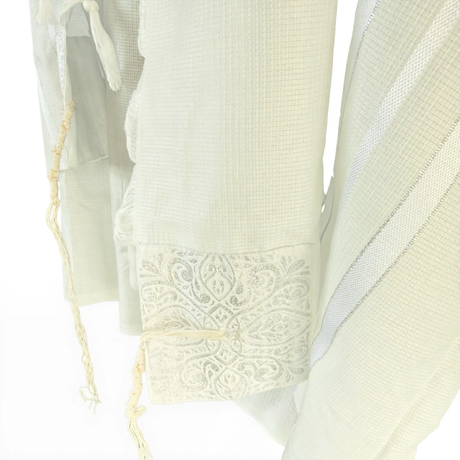 White Acrylic Tallit from Israel - Classic Prayer Shawl The Israel Store