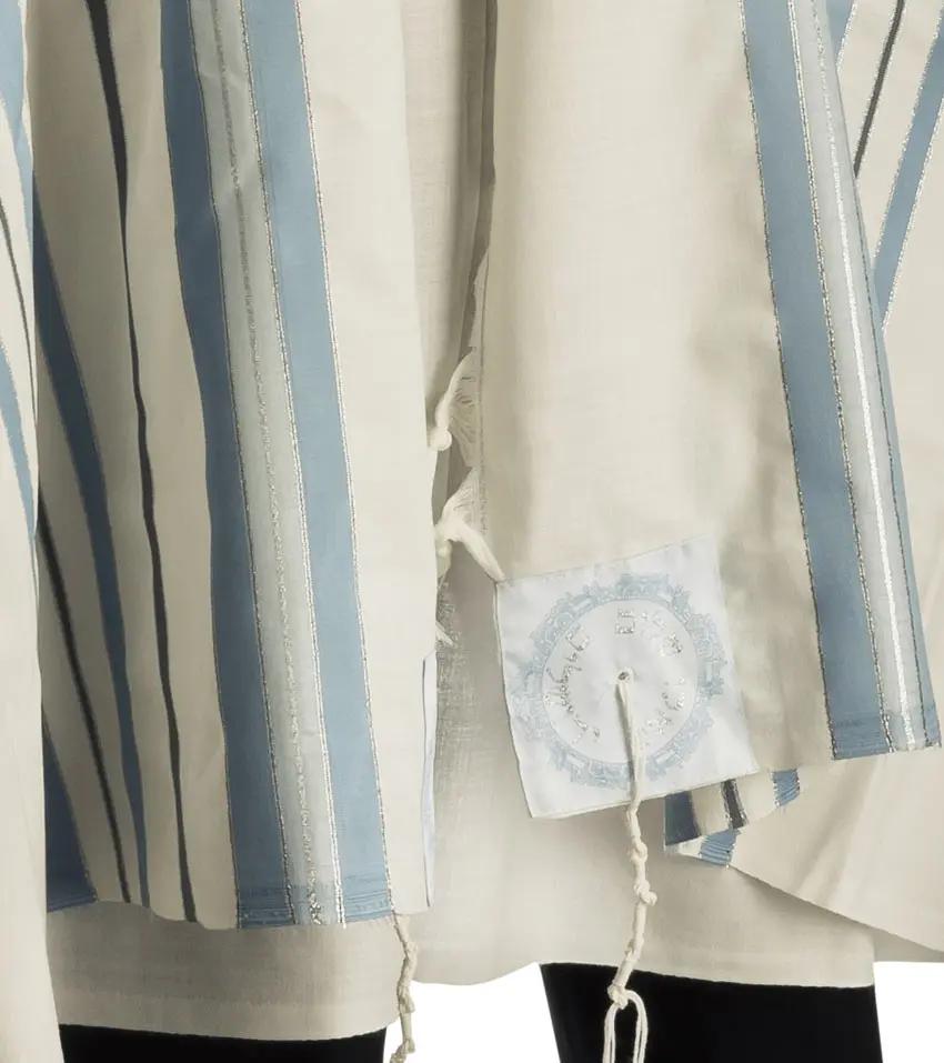 Premium 100% Wool Tallit from Israel – Light Blue and Silver The Israel Store