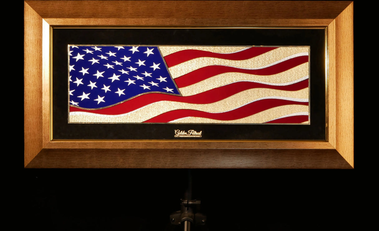 Golden Flag Wave - Color 24K Gold & 925 Silver Golden Patriot