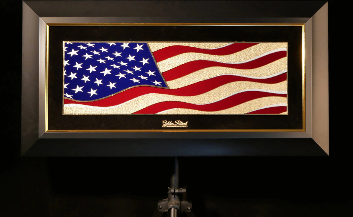 Golden Flag Wave - Color 24K Gold & 925 Silver Golden Patriot