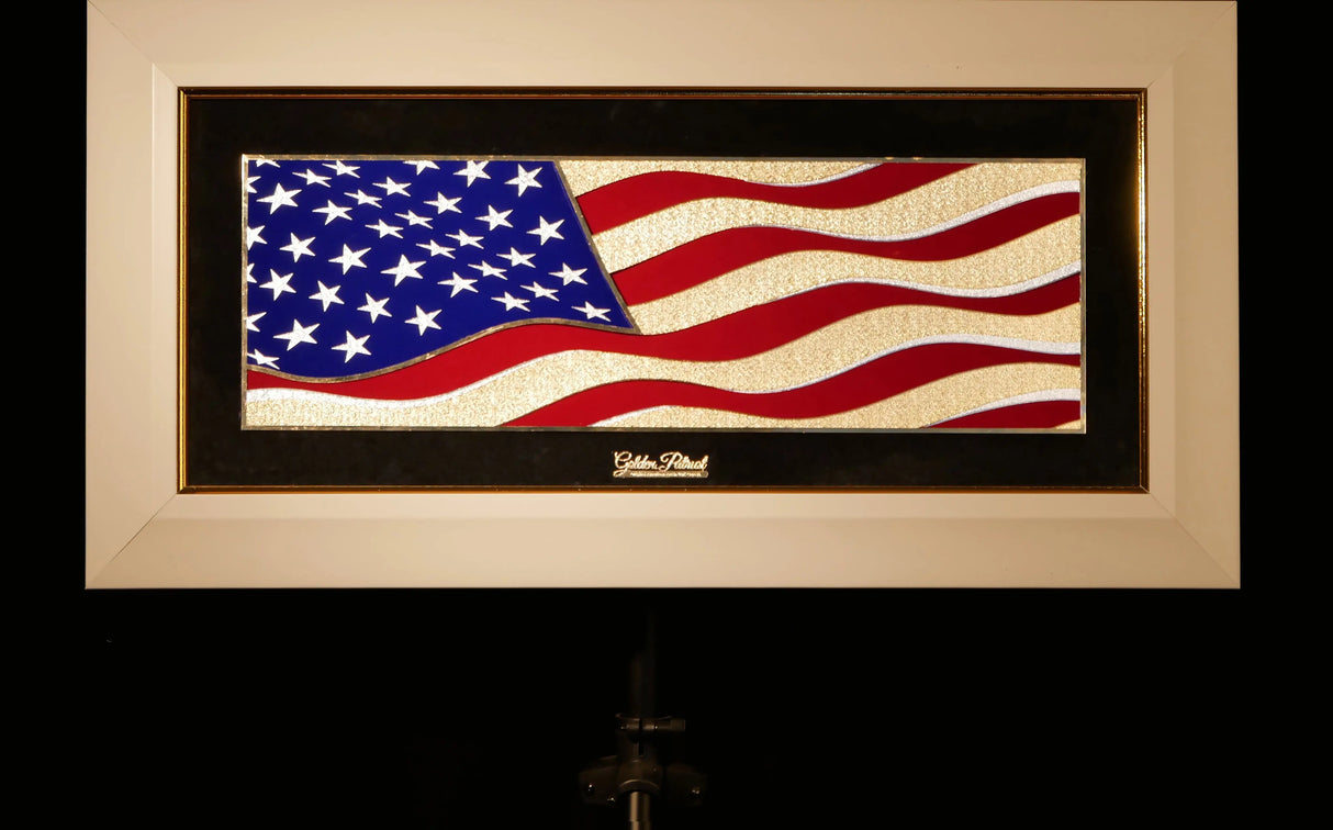 Golden Flag Wave - Color 24K Gold & 925 Silver Golden Patriot