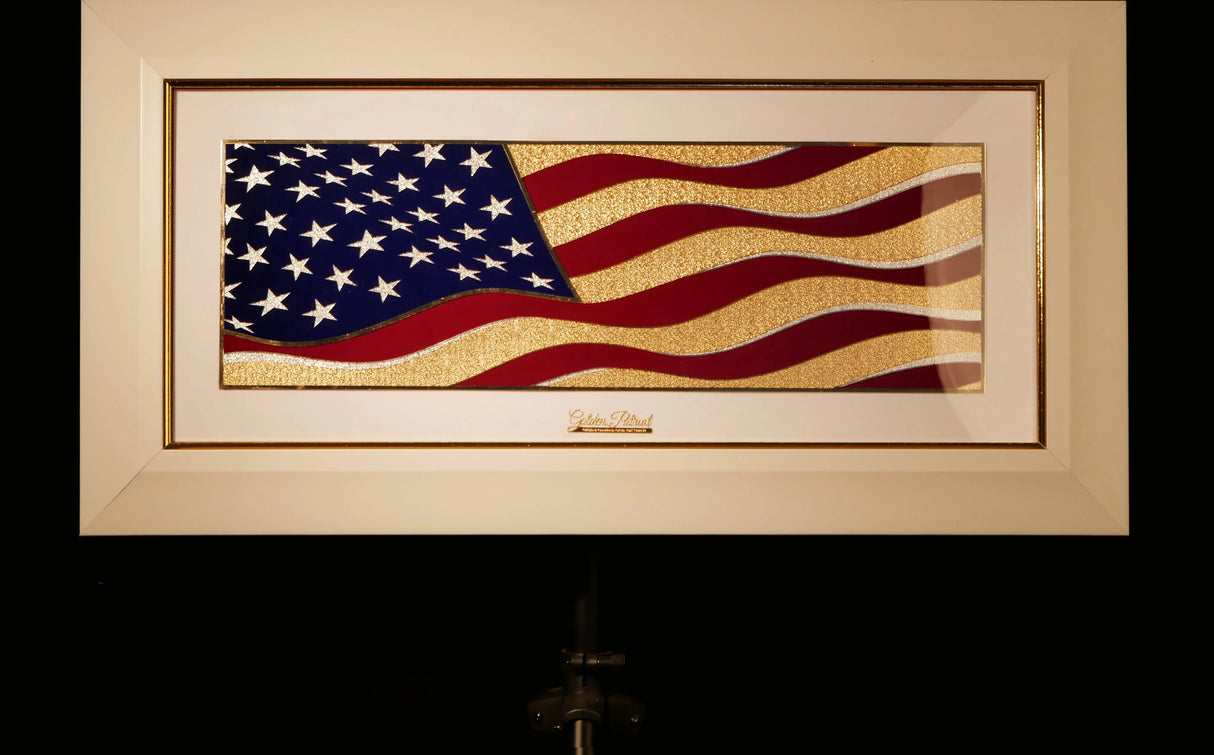 Golden Flag Wave - Color 24K Gold & 925 Silver Golden Patriot