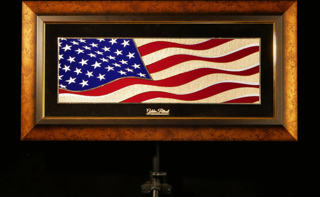 Golden Flag Wave - Color 24K Gold & 925 Silver Golden Patriot
