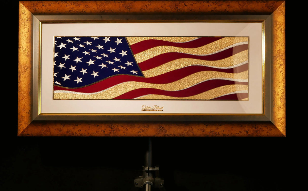 Golden Flag Wave - Color 24K Gold & 925 Silver Golden Patriot