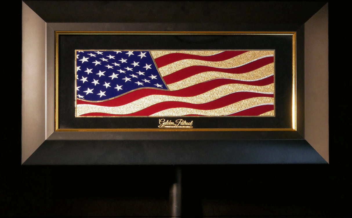 Golden Flag Wave - Color 24K Gold & 925 Silver Golden Patriot