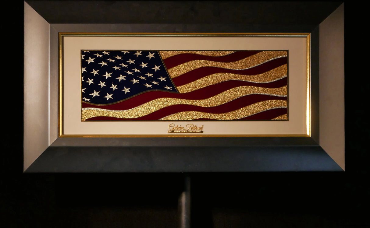 Golden Flag Wave - Color 24K Gold & 925 Silver Golden Patriot