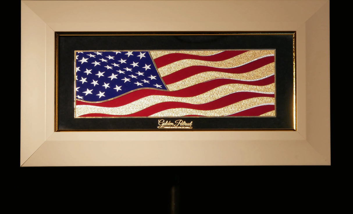 Golden Flag Wave - Color 24K Gold & 925 Silver Golden Patriot
