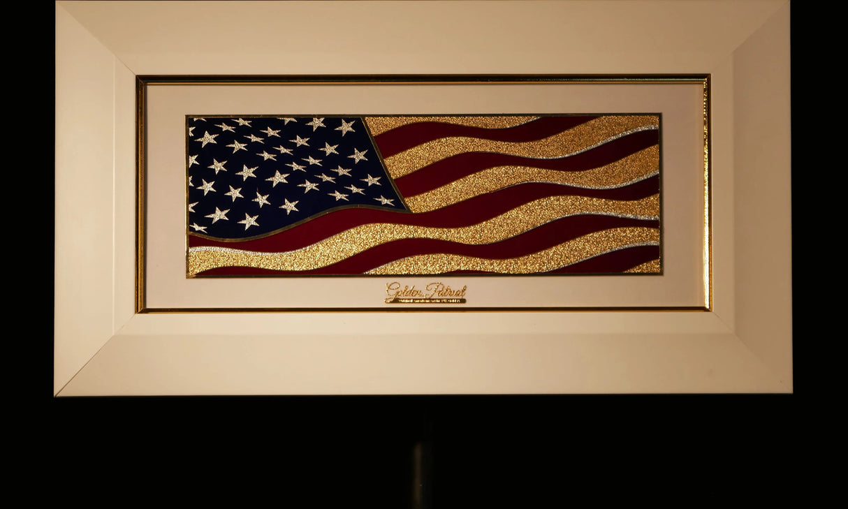 Golden Flag Wave - Color 24K Gold & 925 Silver Golden Patriot