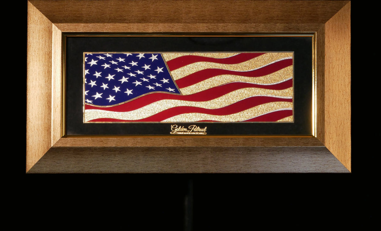 Golden Flag Wave - Color 24K Gold & 925 Silver Golden Patriot