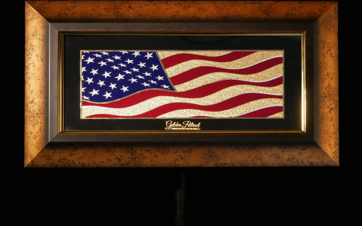 Golden Flag Wave - Color 24K Gold & 925 Silver Golden Patriot