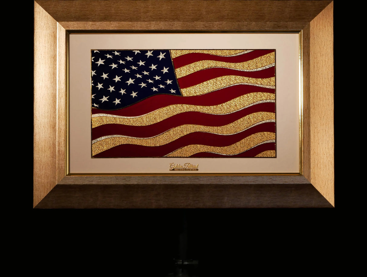 Golden Flag Wave - Color 24K Gold & 925 Silver Golden Patriot