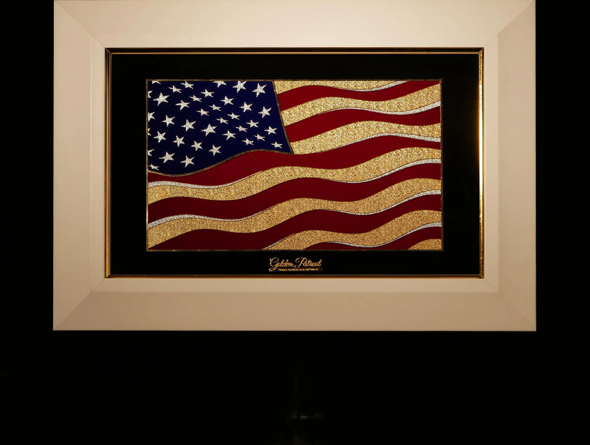 Golden Flag Wave - Color 24K Gold & 925 Silver Golden Patriot
