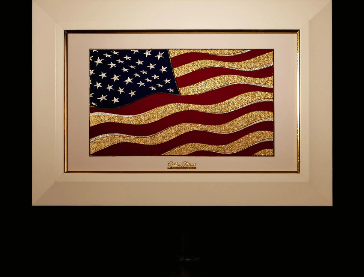 Golden Flag Wave - Color 24K Gold & 925 Silver Golden Patriot
