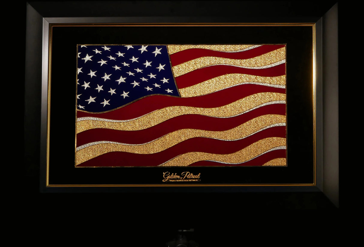 Golden Flag Wave - Color 24K Gold & 925 Silver Golden Patriot