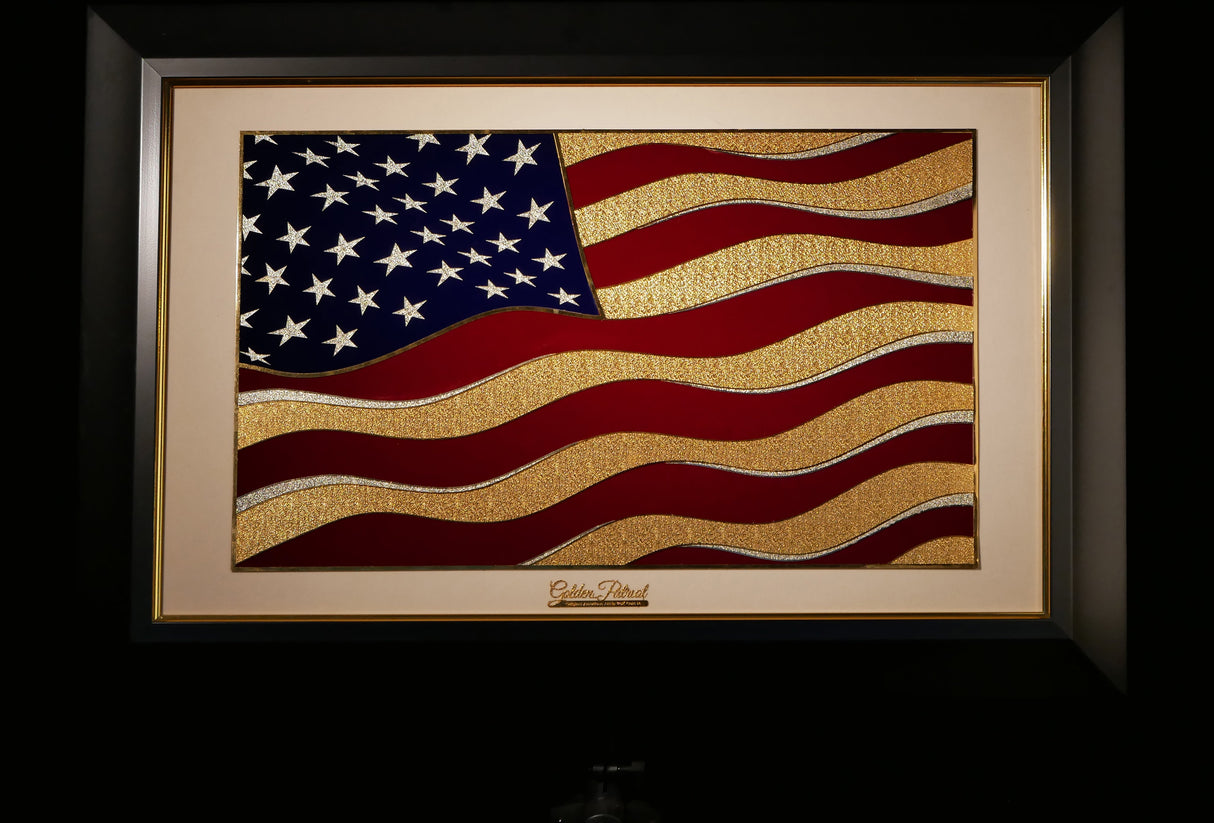 Golden Flag Wave - Color 24K Gold & 925 Silver