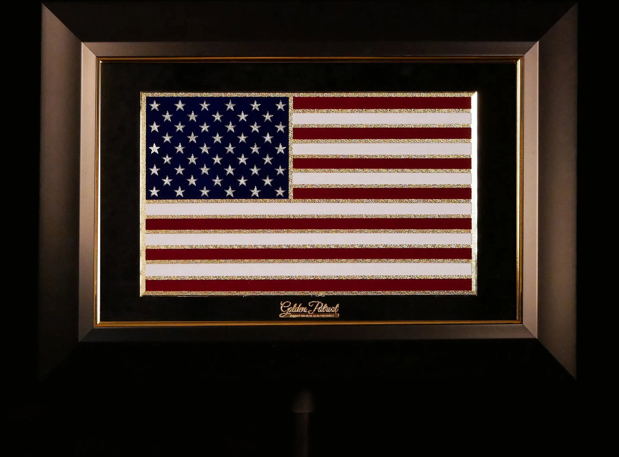Golden Flag Full Color 24K Gold & 925 Silver Golden Patriot