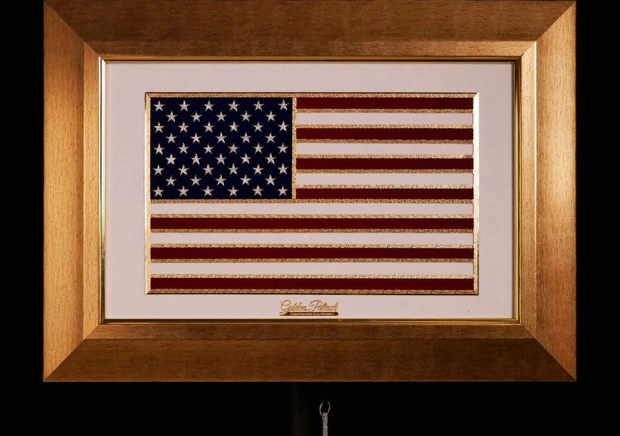 Golden Flag Full Color 24K Gold & 925 Silver Golden Patriot