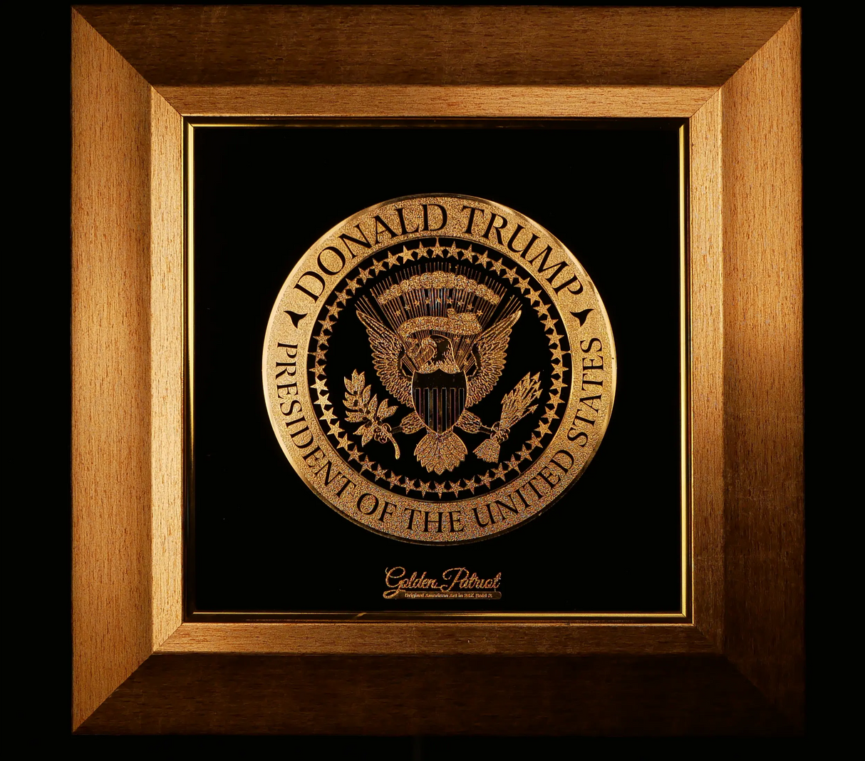 Golden Trump Seal Tribute Art in 24K Gold P. - Limited Edition 1000/Size Units Only. Golden Patriot
