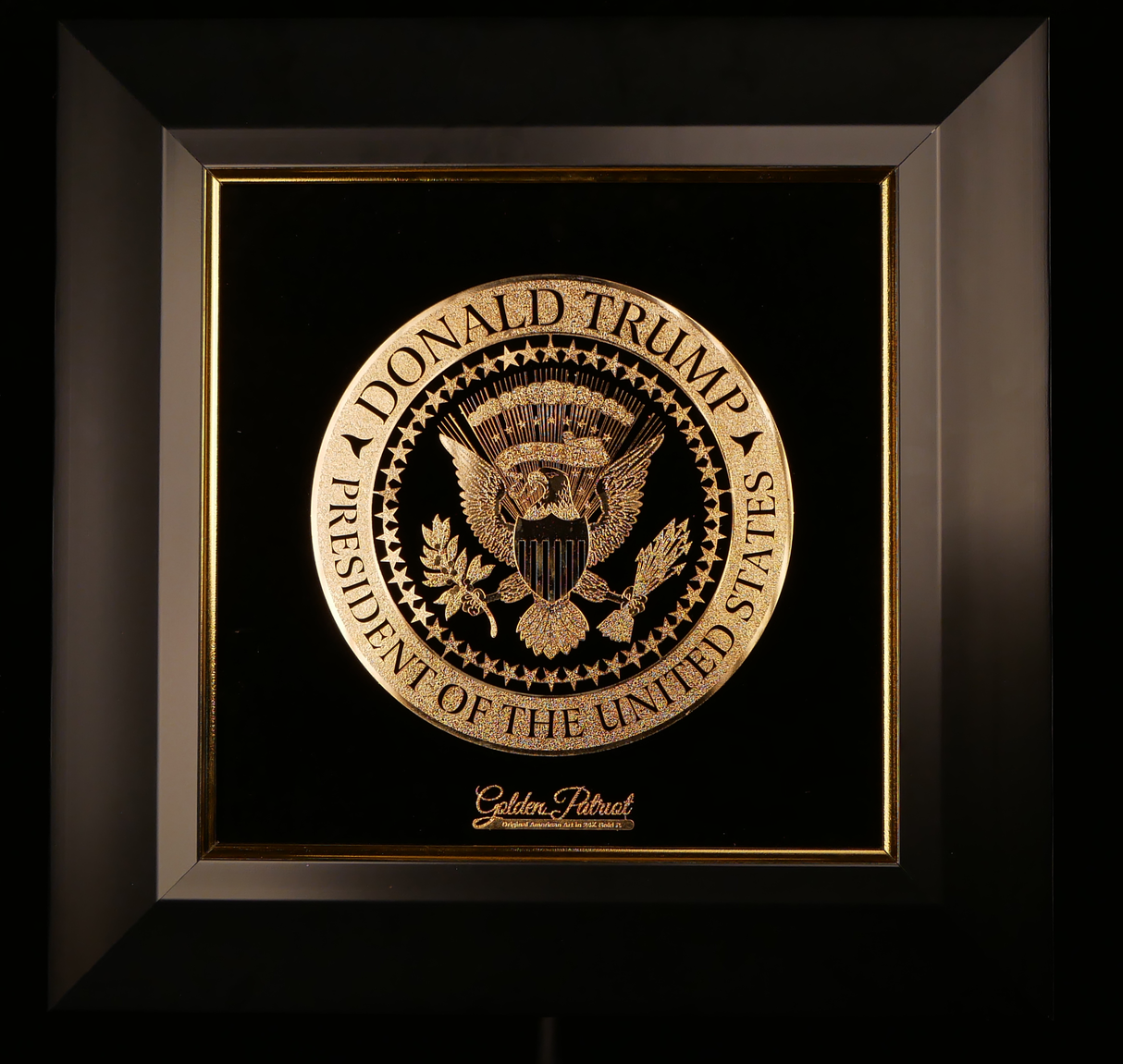 Golden Trump Seal Tribute Art in 24K Gold P. - Limited Edition 1000/Size Units Only.