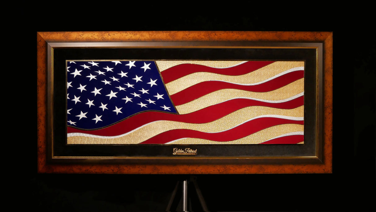 Golden Flag Wave - Color 24K Gold & 925 Silver Golden Patriot