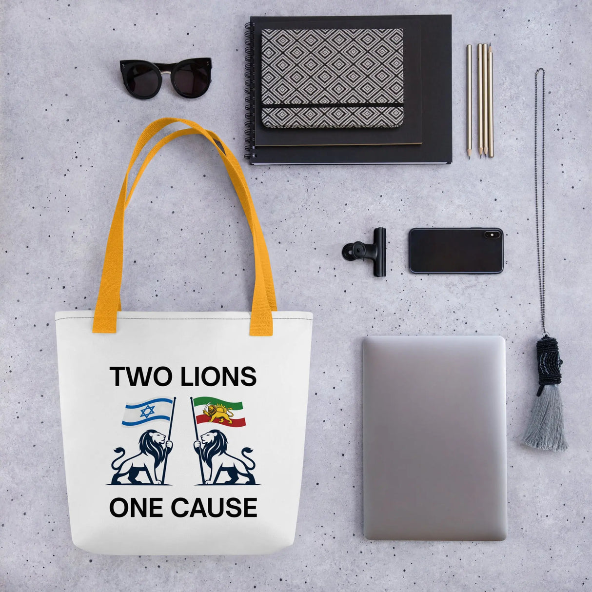 Two Lions One Cause Tote Bag – Israel & Iran Unity Bag The Israel Store