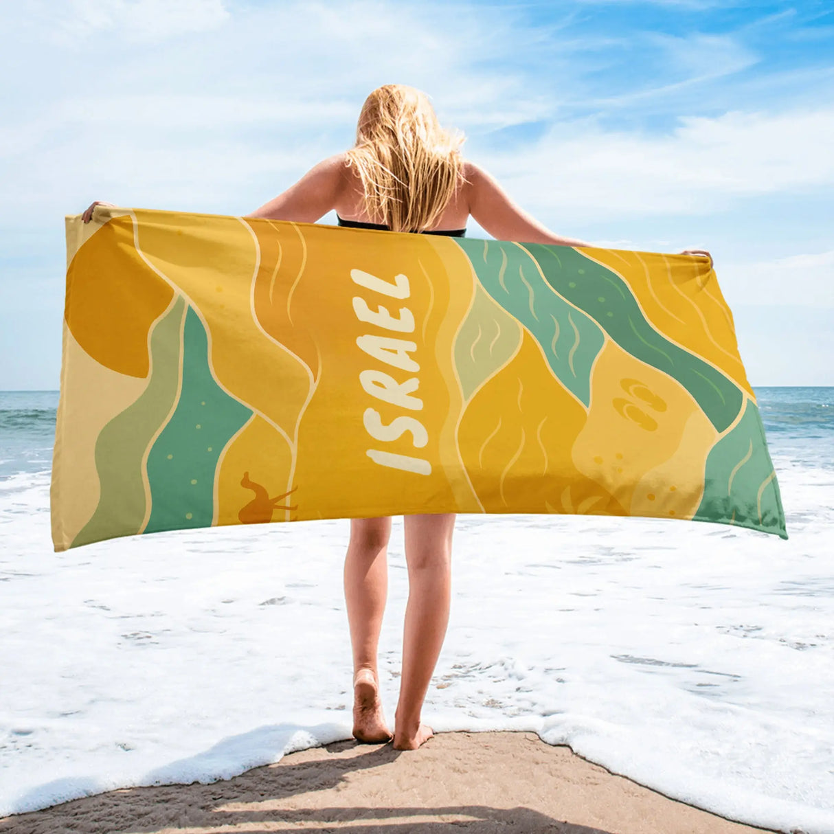 Israel Coastline Abstract Beach Towel The Israel Store