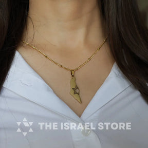 Elegant Israel Map Necklace – Stainless Steel (GOLD COLOR) The Israel Store
