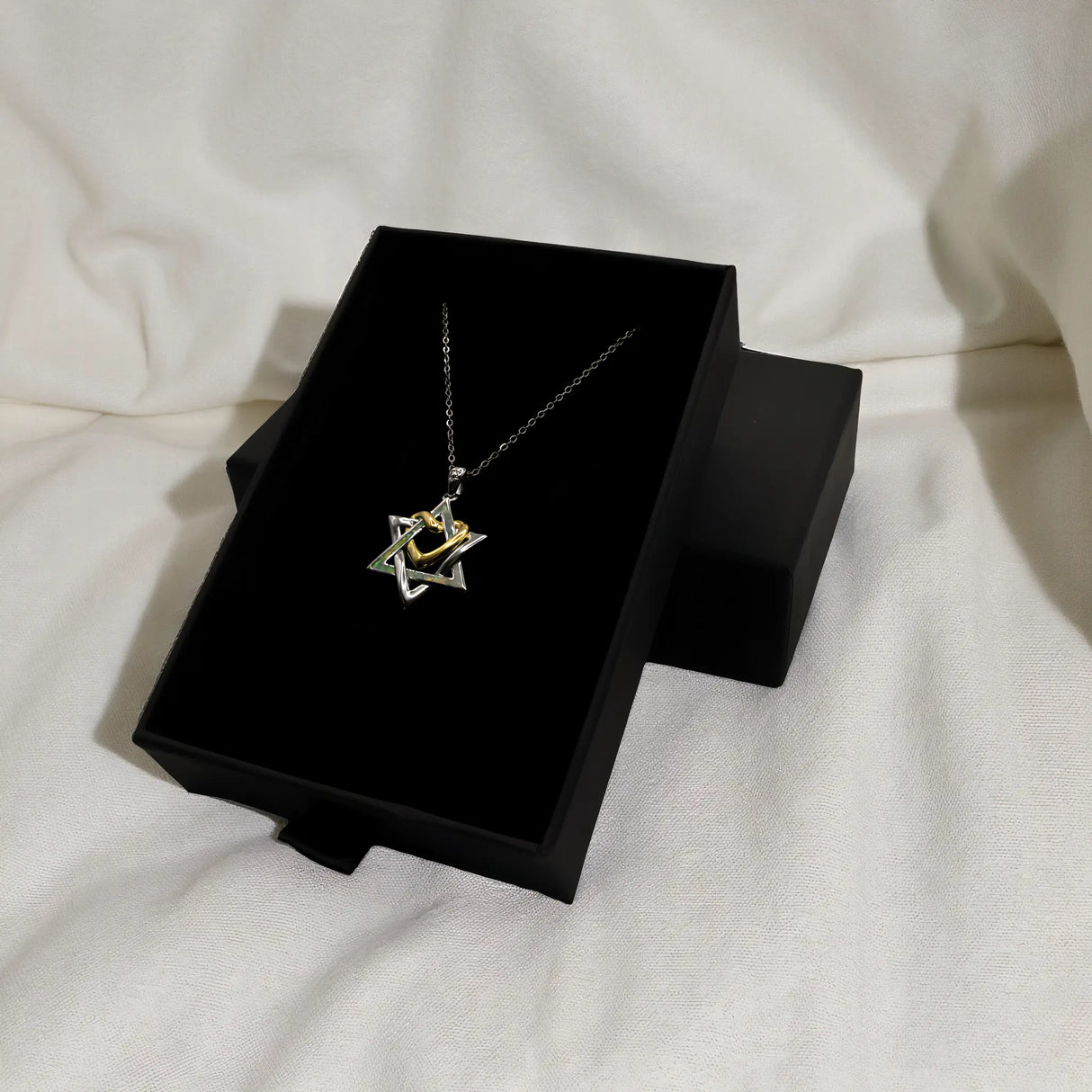 Sterling Silver Star of David & Heart Necklace The Israel Store