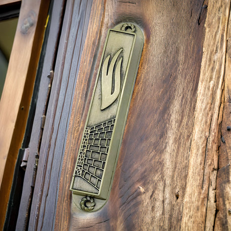 Mezuzah with Western Wall Design and Letter Shin The Israel Store