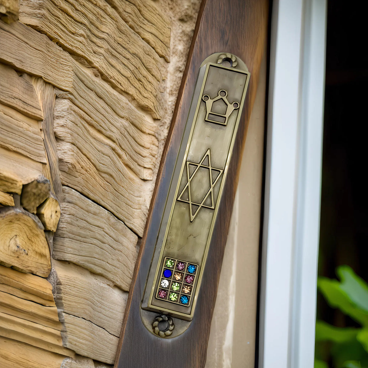 Mezuzah with Star of David and Priestly Breastplate Design The Israel Store