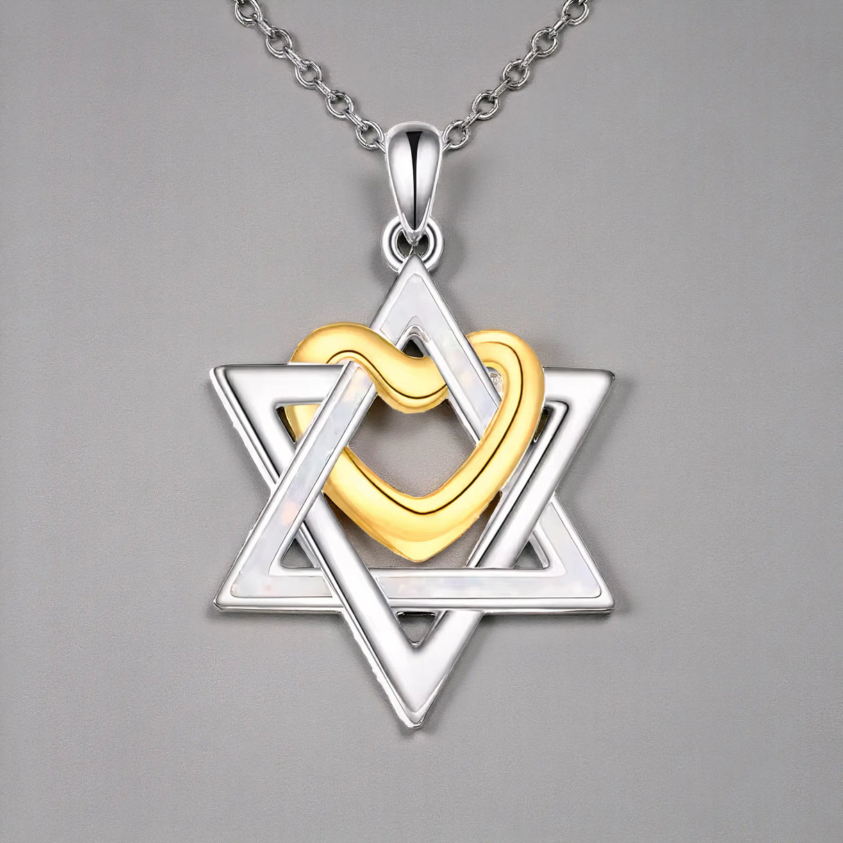 Sterling Silver Star of David & Heart Necklace The Israel Store