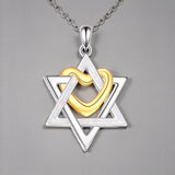 Sterling Silver Star of David & Heart Necklace The Israel Store