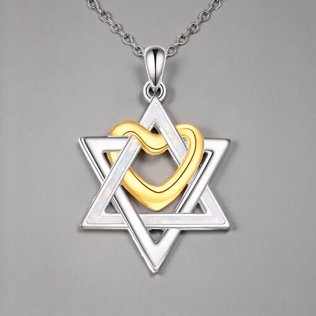 Sterling Silver Star of David & Heart Necklace The Israel Store