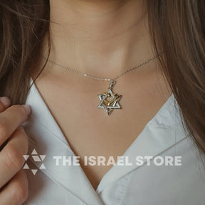 Sterling Silver Star of David & Heart Necklace The Israel Store