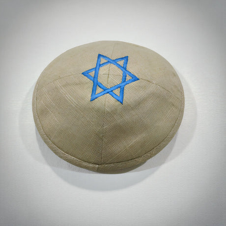 Linen Kippah with Star of David The Israel Store