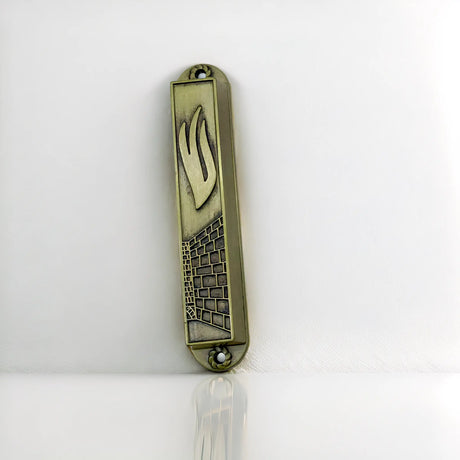 Mezuzah with Western Wall Design and Letter Shin The Israel Store