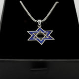 Stainless Steel Star of David Necklace with Blue Enamel Accent The Israel Store