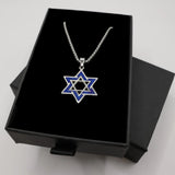 Stainless Steel Star of David Necklace with Blue Enamel Accent The Israel Store