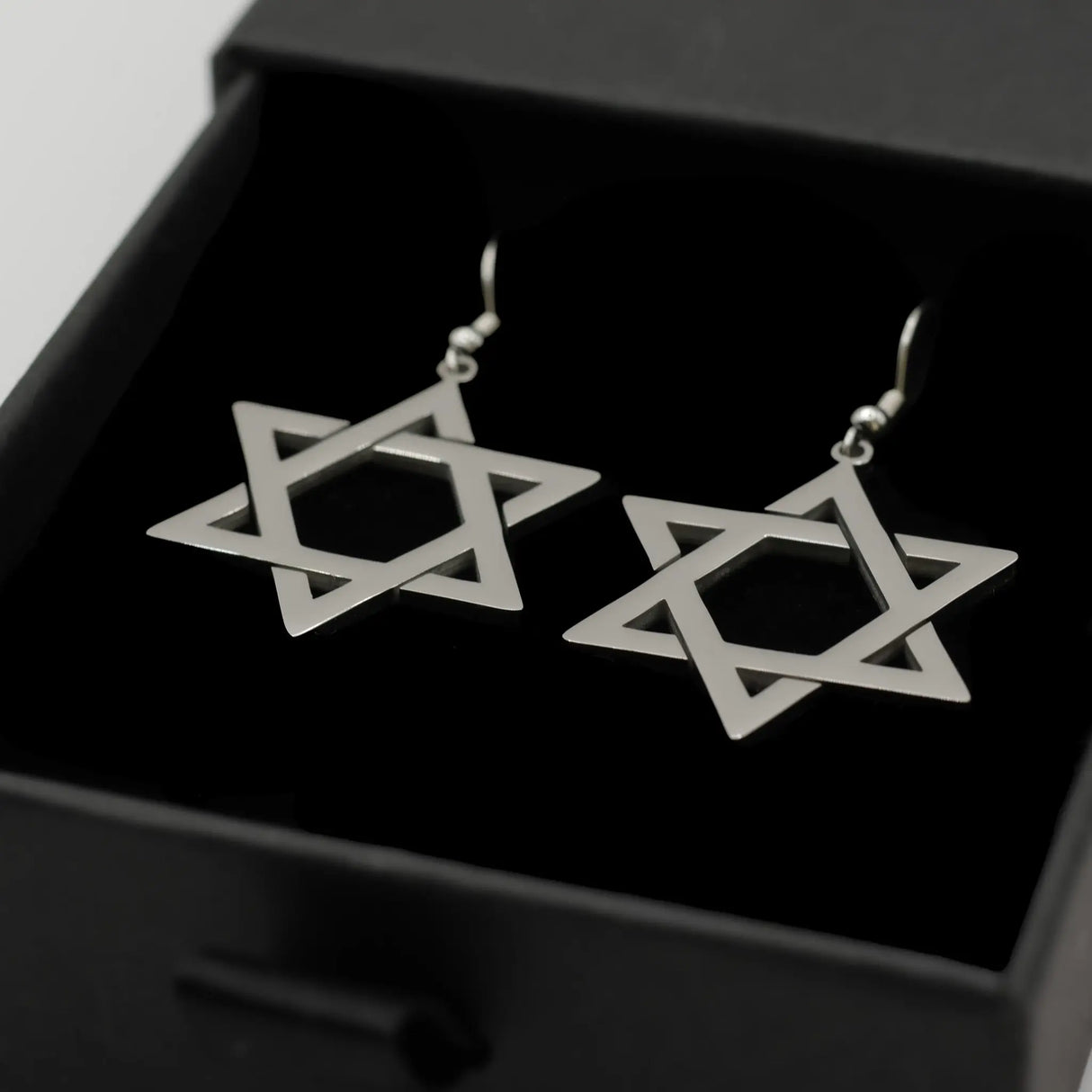 Star of David Drop Earrings – Fashionable Dangle Earrings for Women (SILVER) The Israel Store