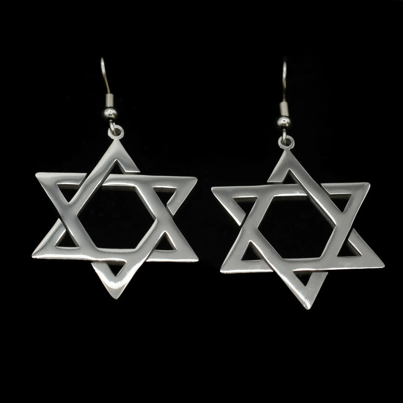 Star of David Drop Earrings – Fashionable Dangle Earrings for Women (SILVER) The Israel Store