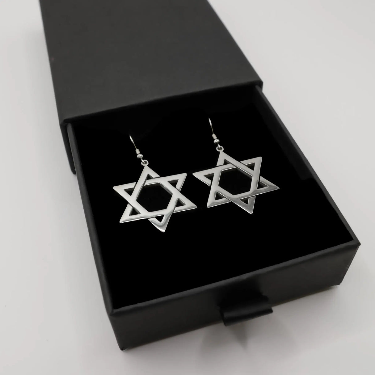 Star of David Drop Earrings – Fashionable Dangle Earrings for Women (SILVER) The Israel Store