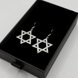 Star of David Drop Earrings – Fashionable Dangle Earrings for Women (SILVER) The Israel Store